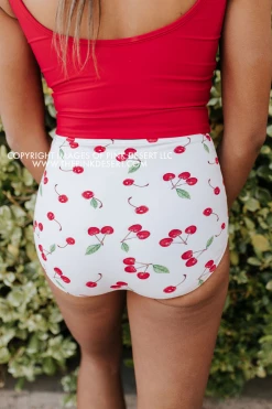 PINK DESERT HIGH WAIST SWIM BOTTOM IN CHERRY BOMB