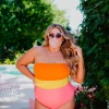 SWIM FUN IN THE SUN COLORBLOCK BANDEAU ONE PIECE BY SASSY RED LIPSTICK X PINK DESERT