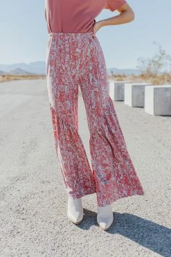 Ces Femme THE JODIE BELL BOTTOM PANTS IN BURGUNDY BOTTOMS