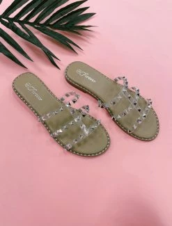 Shoe Click THE SABRINA SLIP ON SANDAL IN SILVER SHOES