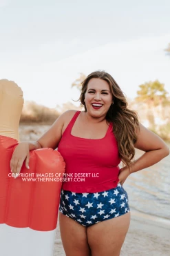 PINK DESERT MINI RUFFLE CROP PEPLUM SWIM TOP IN CHERRY RED
