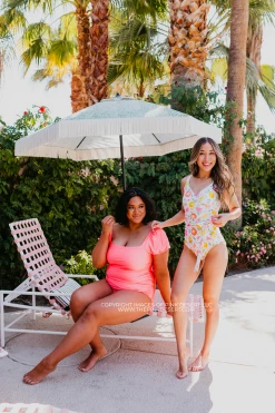 SWIM SARAH WRAP ONE PIECE IN CITRUS BY SASSY RED LIPSTICK X PINK DESERT