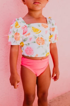 GIRLS SWIM BOTTOM IN PALM SPRINGS PINK BY SASSY RED LIPSTICK X PINK DESERT