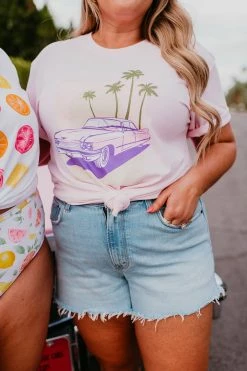 SWIM THE PALM SPRINGS PINK CLASSIC CAR TEE BY SASSY RED LIPSTICK X PINK DESERT
