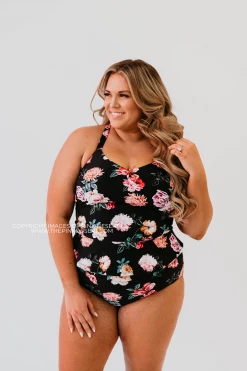 SWIM ELEVATED PEPLUM TANKINI IN LE FLEUR BY PINK DESERT