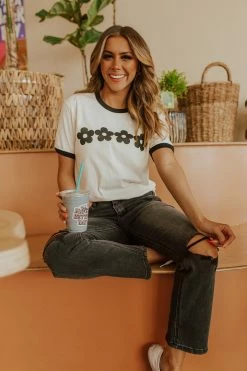 Oat Collective THE SIMPLY FLORAL TEE IN OFF WHITE