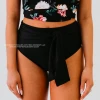 HIGH WAIST TIE FRONT SWIM BOTTOMS IN BLACK BY PINK DESERT