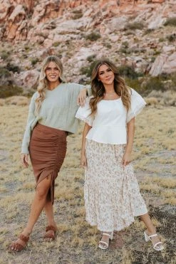 Hayden Los Angeles SKIRTS THE ISLA FLORAL SKIRT IN IVORY