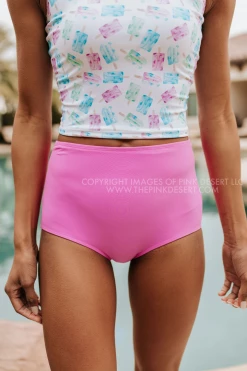 PINK DESERT HIGH WAIST SWIM BOTTOM IN NEON LILAC