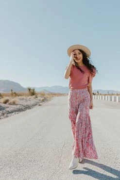 Ces Femme THE JODIE BELL BOTTOM PANTS IN BURGUNDY BOTTOMS