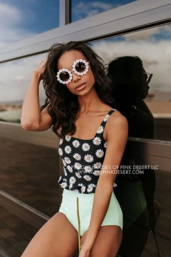 PINK DESERT HIGH WAIST SWIM BOTTOM IN NEON MINT