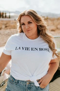 THE LA VIE EN ROSE TEE IN WHITE BY PINK DESERT SWIM 11 THE LA VIE EN ROSE TEE IN WHITE BY PINK DESERT SWIM