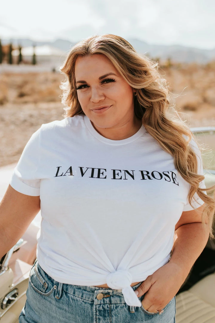 THE LA VIE EN ROSE TEE IN WHITE BY PINK DESERT SWIM 3 THE LA VIE EN ROSE TEE IN WHITE BY PINK DESERT SWIM