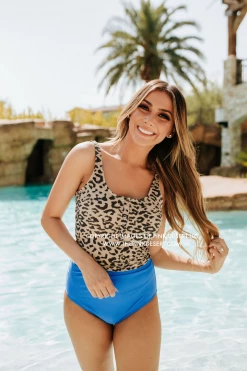 PINK DESERT VINTAGE HIGH WAIST SWIM BOTTOM IN ROYAL BLUE