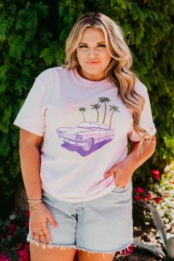 SWIM THE PALM SPRINGS PINK CLASSIC CAR TEE BY SASSY RED LIPSTICK X PINK DESERT