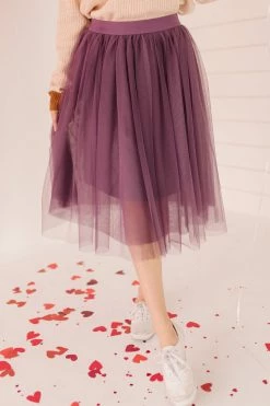 Ee:some THE PRECIOUS HEART TULLE SKIRT IN PLUM SKIRTS