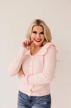 Hyfve THE SWEET PEA KNIT SWEATER IN LIGHT PINK TOPS