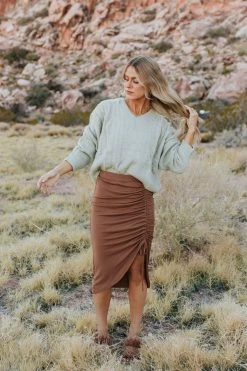 Style Melody, Inc THE SAMI FUZZY SWEATER IN SAGE TOPS