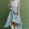 Ces Femme THE GEORGINA SMOCKED GINGHAM SKIRT IN BLUE SAGE
