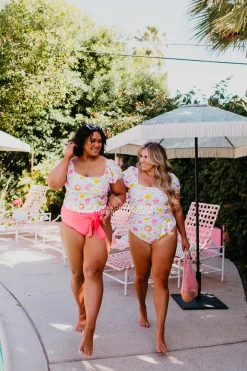 SWIM PUFF SLEEVE ONE PIECE IN CITRUS PRINT BY SASSY RED LIPSTICK X PINK DESERT 25 SWIM PUFF SLEEVE ONE PIECE IN CITRUS PRINT BY SASSY RED LIPSTICK X PINK DESERT