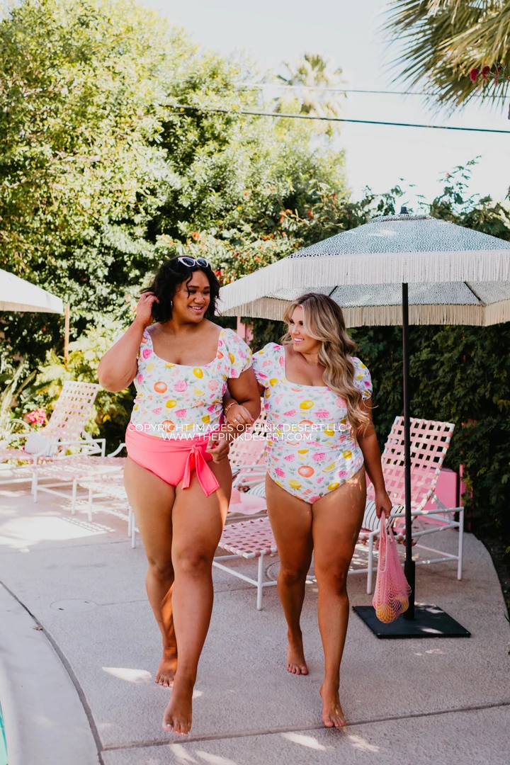 SWIM PUFF SLEEVE ONE PIECE IN CITRUS PRINT BY SASSY RED LIPSTICK X PINK DESERT 7 SWIM PUFF SLEEVE ONE PIECE IN CITRUS PRINT BY SASSY RED LIPSTICK X PINK DESERT