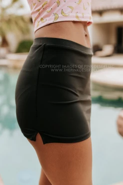 PINK DESERT NOT YOUR MAMA'S SWIM SKIRT IN BLACK