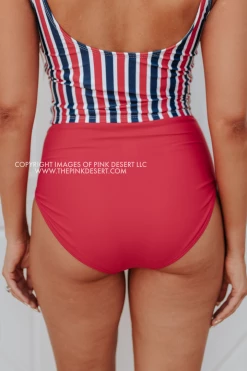 PINK DESERT VINTAGE HIGH WAIST SWIM BOTTOM IN CHERRY RED