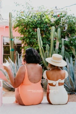 BUTTON FRONT ONE PIECE IN RIBBED ORANGE DREAMSICLE BY SASSY RED LIPSTICK X PINK DESERT SWIM