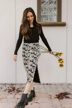 Pretty Garbage THE DARLING DAISY MIDI SKIRT IN BLACK SKIRTS