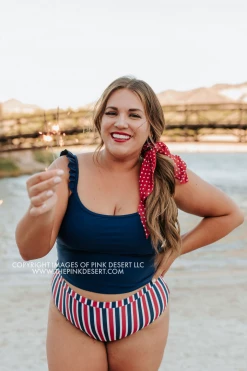 PINK DESERT SWEETY FLUTTER CROP SWIM TOP IN INDIGO