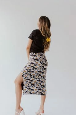 Pretty Garbage THE DARLING DAISY MIDI SKIRT IN BLACK SKIRTS