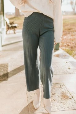 Wishlist BOTTOMS THE MIDNIGHT BREEZE RIBBED PANTS IN SLATE BLUE
