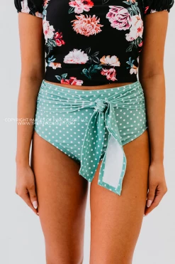 HIGH WAIST TIE FRONT SWIM BOTTOMS IN CIAO! POLKA DOT BY PINK DESERT