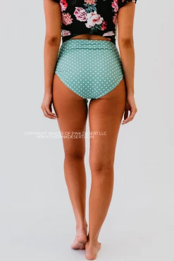 HIGH WAIST TIE FRONT SWIM BOTTOMS IN CIAO! POLKA DOT BY PINK DESERT
