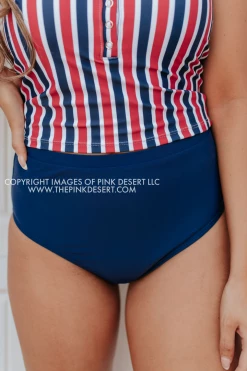 PINK DESERT VINTAGE HIGH WAIST SWIM BOTTOM IN INDIGO