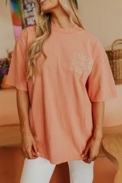 BLT THE TODAY IS A GOOD DAY EMBROIDERED TEE IN CORAL