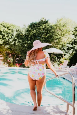 SWIM PUFF SLEEVE ONE PIECE IN CITRUS PRINT BY SASSY RED LIPSTICK X PINK DESERT 37 SWIM PUFF SLEEVE ONE PIECE IN CITRUS PRINT BY SASSY RED LIPSTICK X PINK DESERT