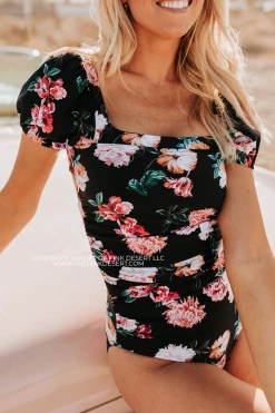 Pink Desert PUFF SLEEVE ONE PIECE IN LE FLEUR BY PINK DESERT SWIM