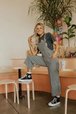 Polagram/Baevely THE GWEN GINGHAM OVERALLS IN BLACK SETS