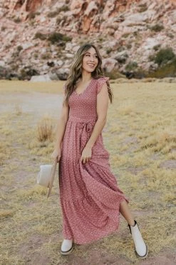 SungLight DRESSES THE MATCH MAKER MAXI DRESS IN DUSTY ROSE