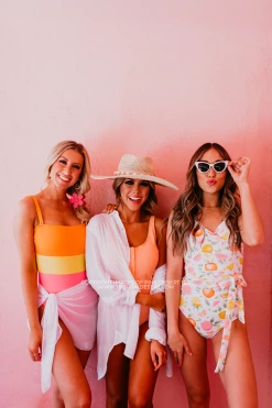 SWIM SARAH WRAP ONE PIECE IN CITRUS BY SASSY RED LIPSTICK X PINK DESERT