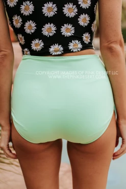 PINK DESERT HIGH WAIST SWIM BOTTOM IN NEON MINT