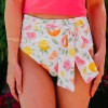 HIGH WAIST TIE FRONT SWIM BOTTOMS IN CITRUS PRINT BY SASSY RED LIPSTICK X PINK DESERT