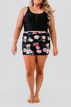 HIGH WAISTED SWIM SKIRT IN LE FLEUR BY PINK DESERT