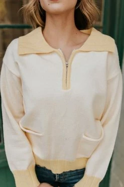 Paper Moon TOPS THE STAY SWEET SWEATER IN LEMON