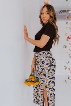 Pretty Garbage THE DARLING DAISY MIDI SKIRT IN BLACK SKIRTS