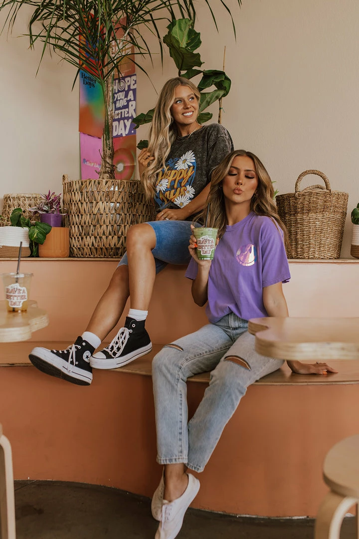 BLT THE HOLOGRAPHIC SMILEY TEE IN VIOLET 2 BLT THE HOLOGRAPHIC SMILEY TEE IN VIOLET