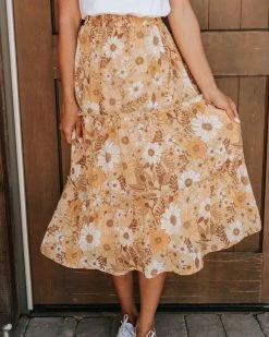 Polagram/Baevely THE UNDER THE SUN MIDI SKIRT IN DUSTY YELLOW