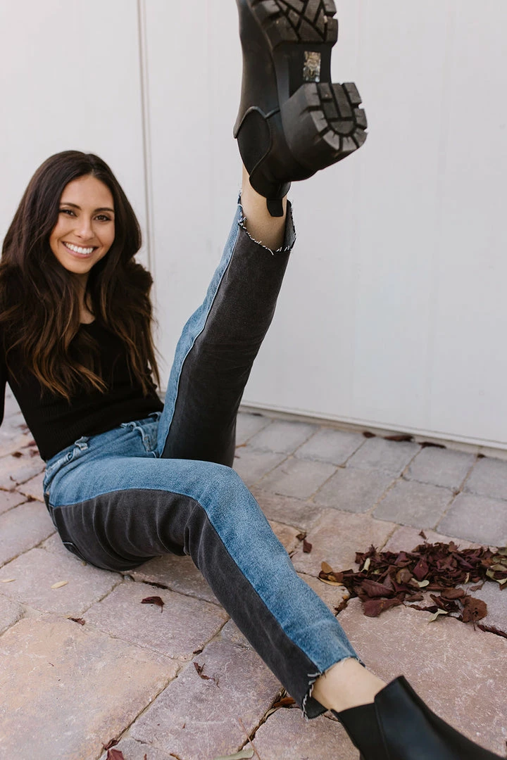 Insane Gene THE TILLY DISTRESSED GIRLFRIEND JEANS IN TWO TONED BOTTOMS 4 Insane Gene THE TILLY DISTRESSED GIRLFRIEND JEANS IN TWO TONED BOTTOMS