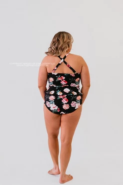 SWIM ELEVATED PEPLUM TANKINI IN LE FLEUR BY PINK DESERT